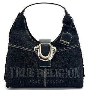 🖤True Religion Black Frayed Denim Hobo Bag🖤NWT